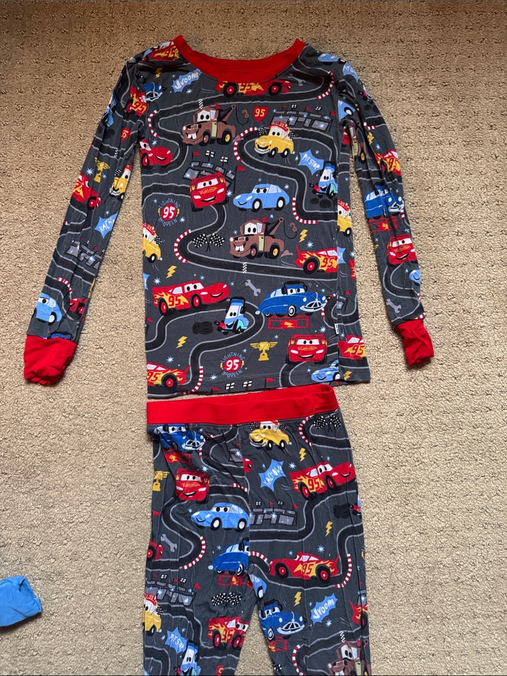 Little Sleepies Cars Pajama Set with Red Accents